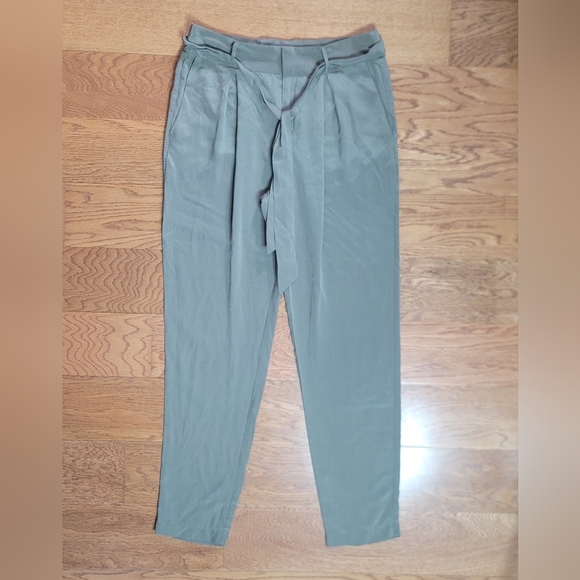 Joie Pure Silk Belted Sage Green Pants Gorgeous! - Picture 6 of 11